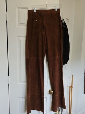 Anthro Brown Suede Women's Pants - Bootcut Leg Fit